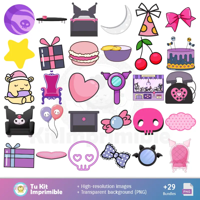 Fondos | Patterns et textures Kuromi - Scrapbook et kits de fête