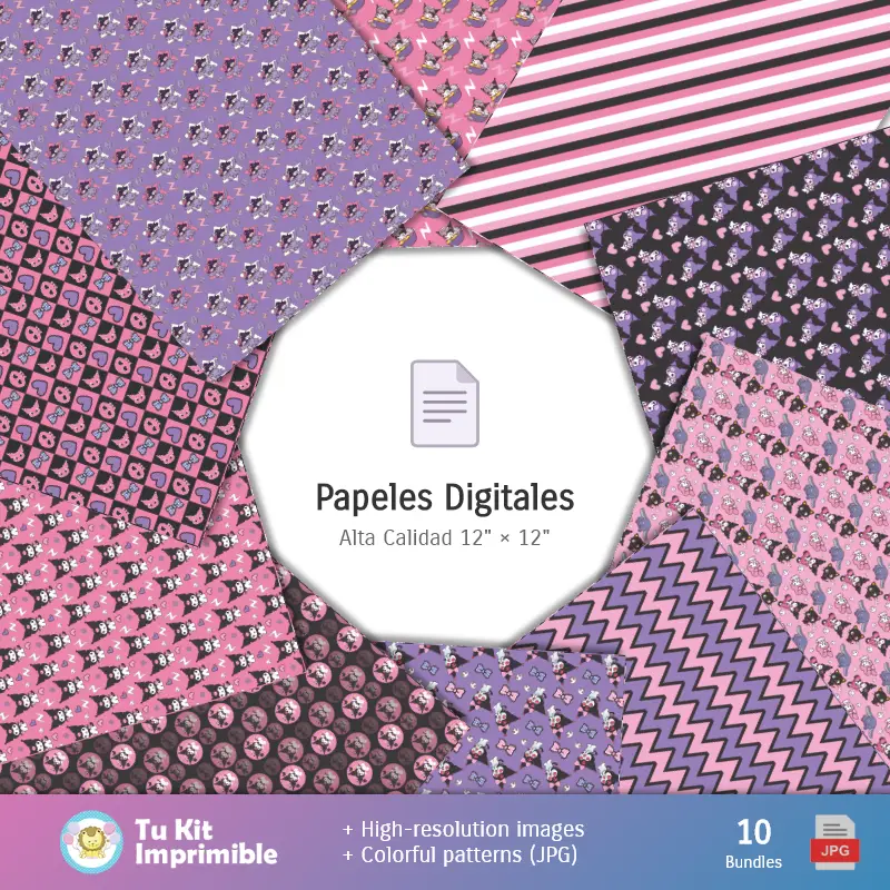 Accesorios | Patterns et textures Kuromi - Scrapbook et kits de fête