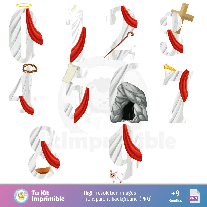 Números Temáticos | Patterns et textures Pâques - Scrapbook et kits de fête