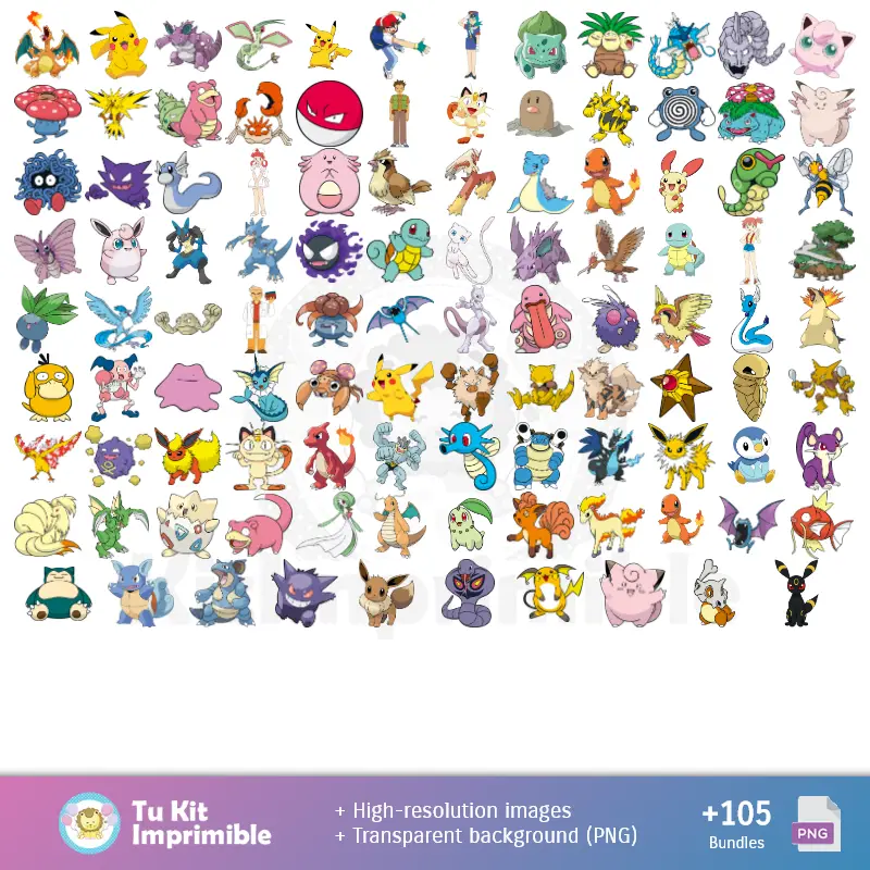 Personajes | Patterns et textures Pokémon - Scrapbook et kits de soirée