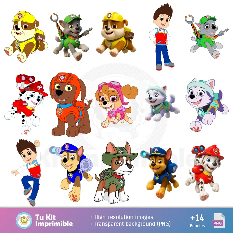 Paw Patrol Canine Patrol fondi - Carte di decorazione digitali