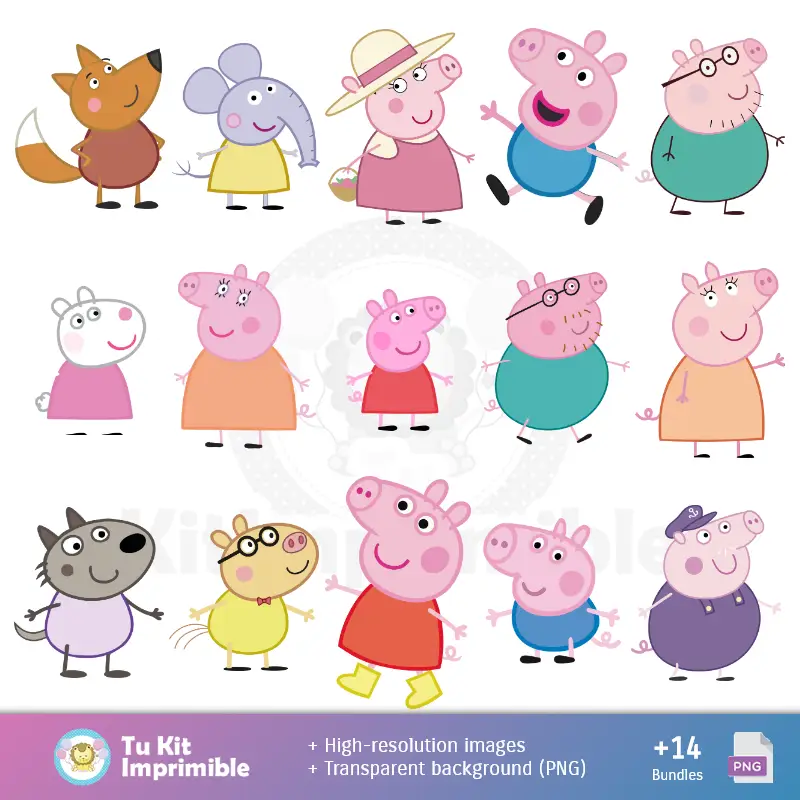 Personajes | Padrões e Texturas Peppa Pig - Kits de Scrapbook e Festas