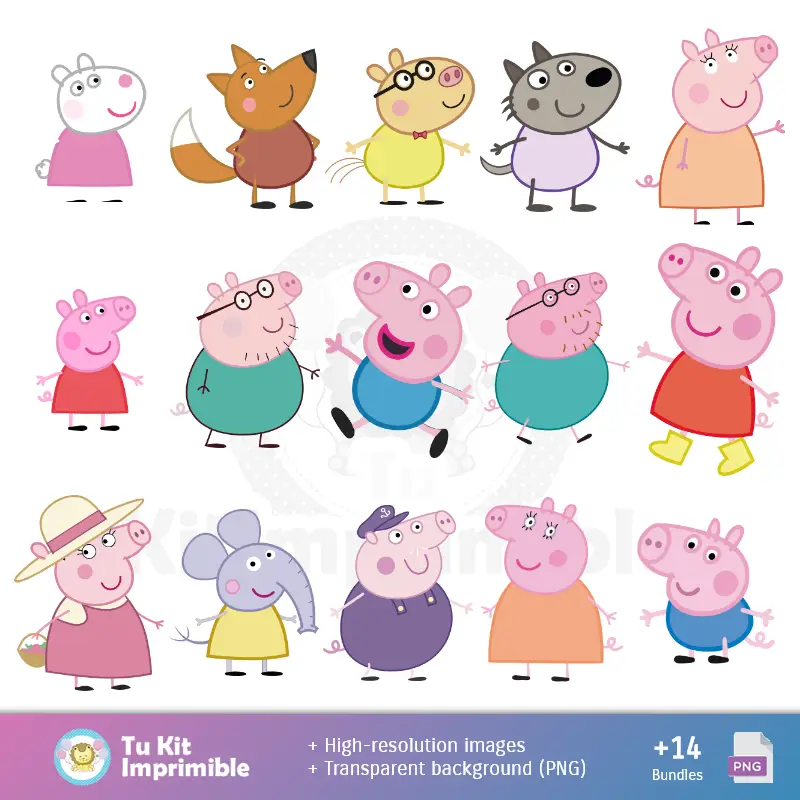 Peppa Pig patterns and textures - Scrapbook and Party kits