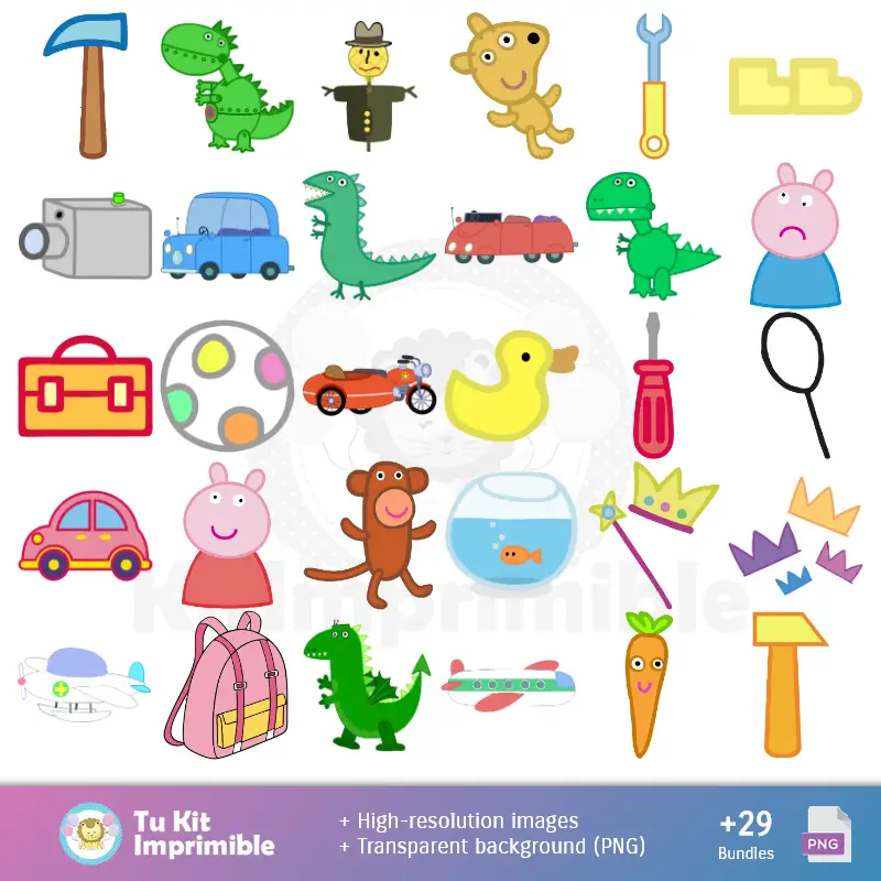 Peppa Pig patterns et textures - Scrapbook et kits de fête