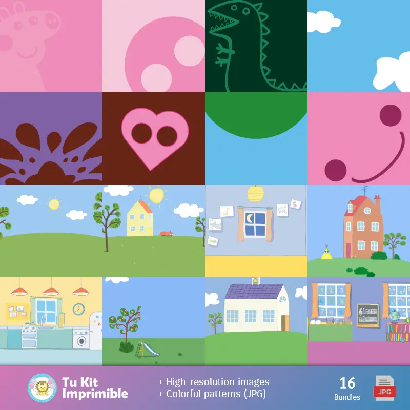 Fondos | Peppa Pig patterns et textures - Scrapbook et kits de fête