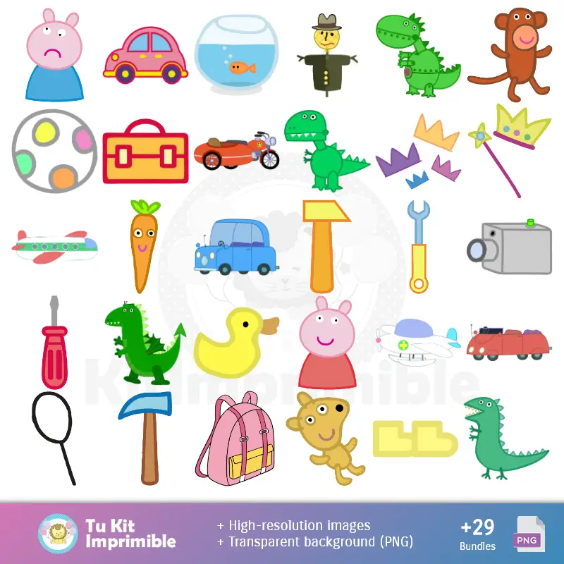 Accesorios | Fundos Peppa Pig - Papel Digital para Decoração
