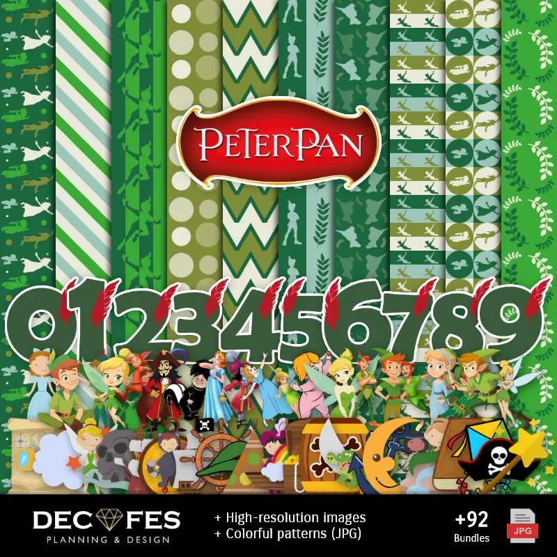 Papel Digital Peter Pan - Imprimíveis para Scrapbook e DIY
