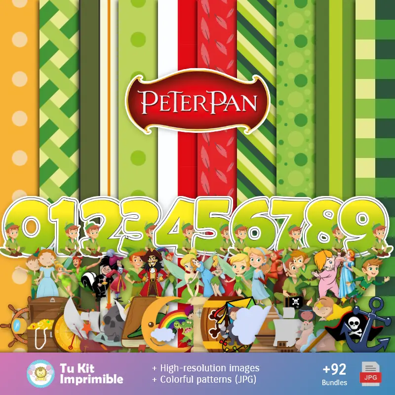 Padrões e Texturas Peter Pan - Kits de Scrapbook e Festas