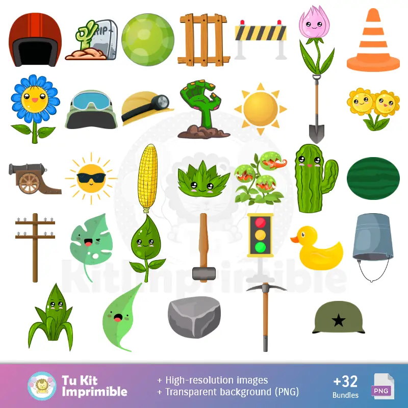 Accesorios | Piante e texture vs Zombies - Scrapbook e kit partito