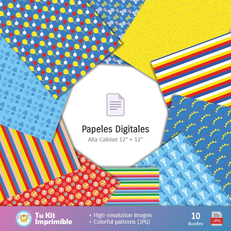 Collages | Sfondi Plim Plim - Carta digitale per la decorazione