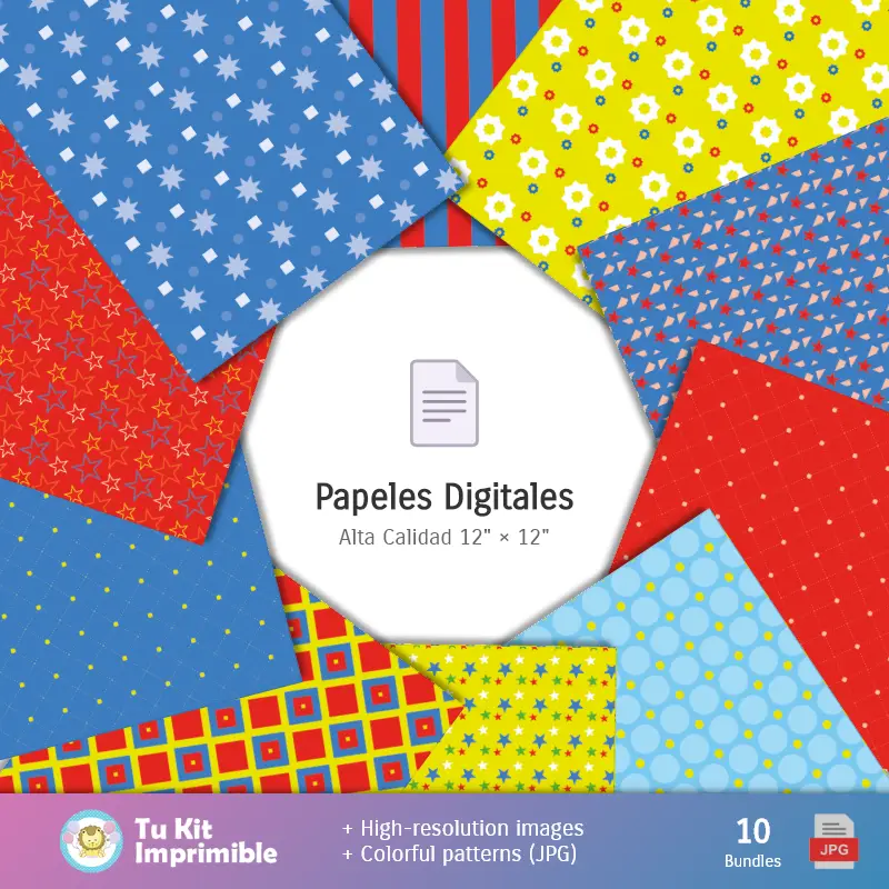 Collages | Plim Plim Patterns and Textures - Kits de scrapbooks et parties