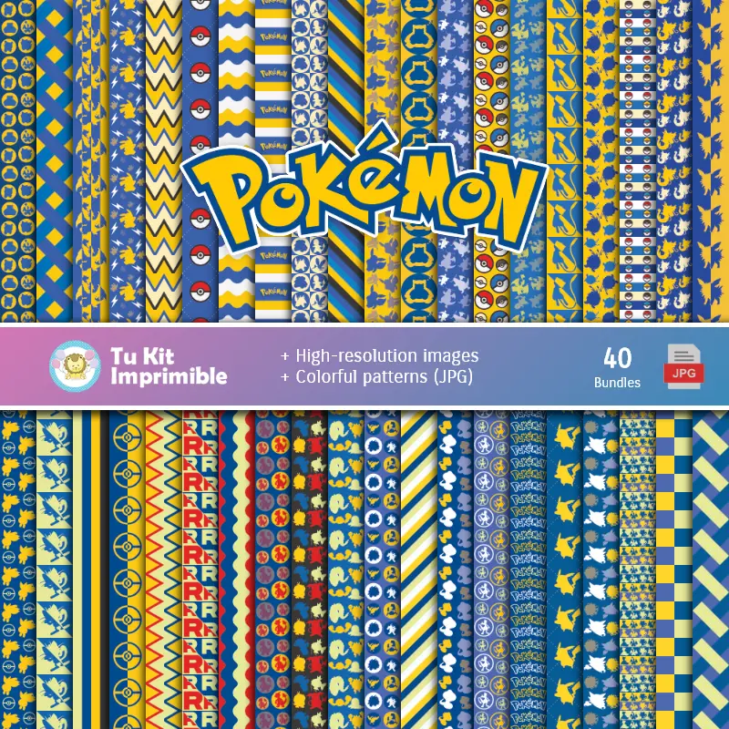Pokémon Digital Paper Set - Fondazioni per Festival e Scrapbooking