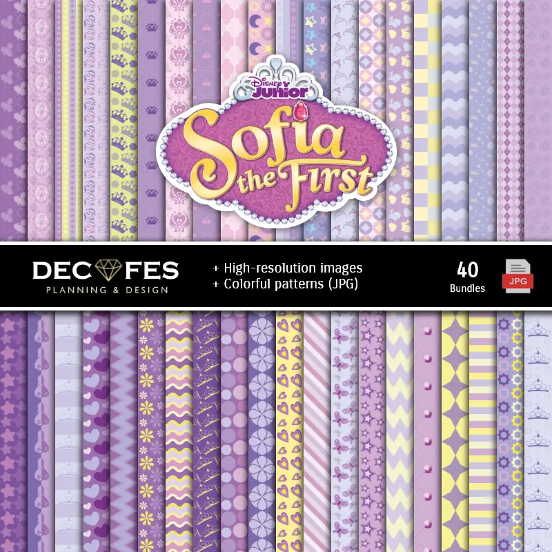 Fondos | Princess Sofia Digital Paper Set - Festival e Scrapbooking