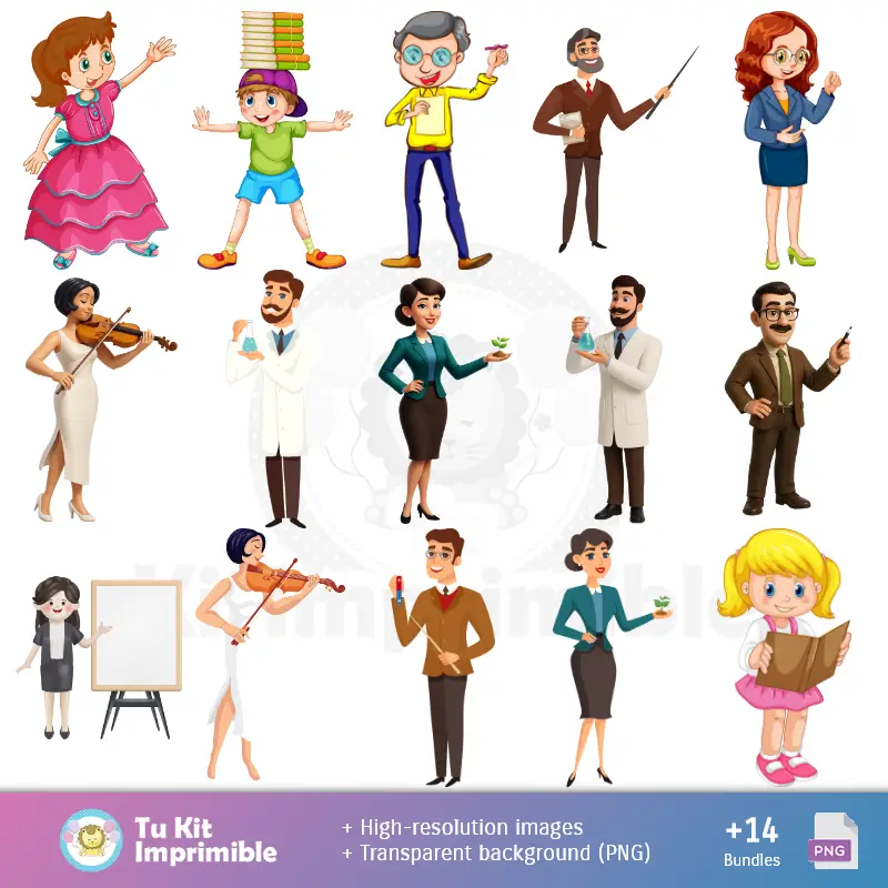 Personajes | Modelli di giorno del professore e texture - Scrapbook e kit di partito