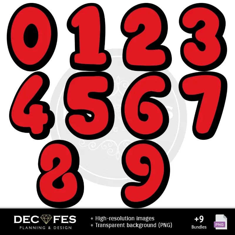 Números Temáticos | Pucca Digital Paper - Stampabile per Scrapbook e fai da te