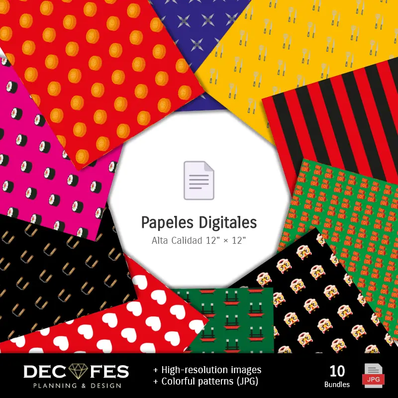 Collages | Pucca Digital Paper - Druckbar für Scrapbook und DIY