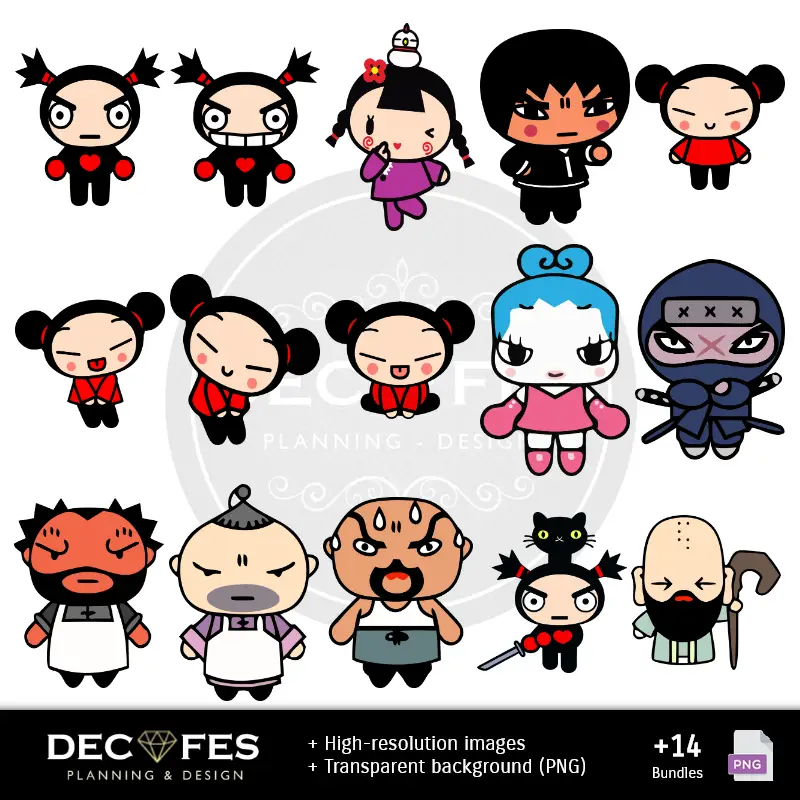 Personajes | Pucca Digital Paper - Druckbar für Scrapbook und DIY