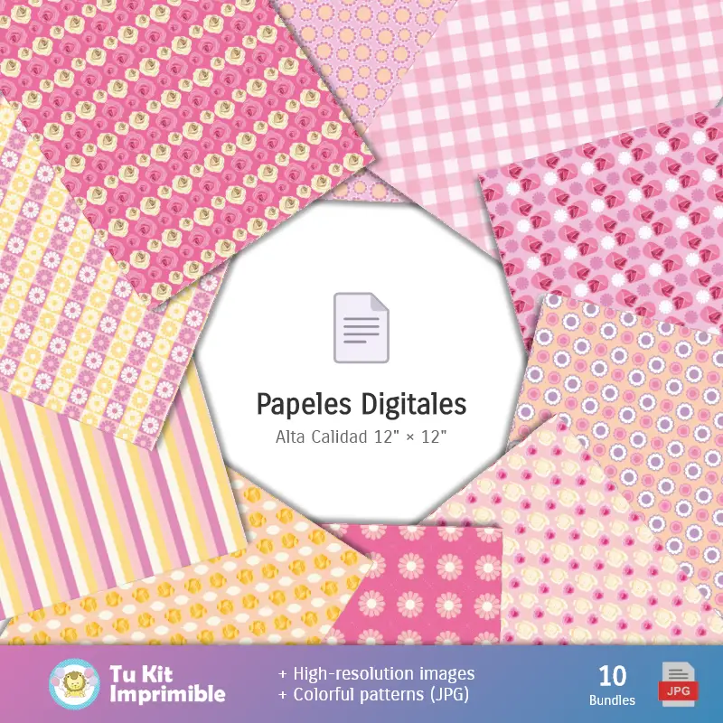 Collages | Padrões e Texturas Quinze Banheira - Kits de Scrapbook e Festas