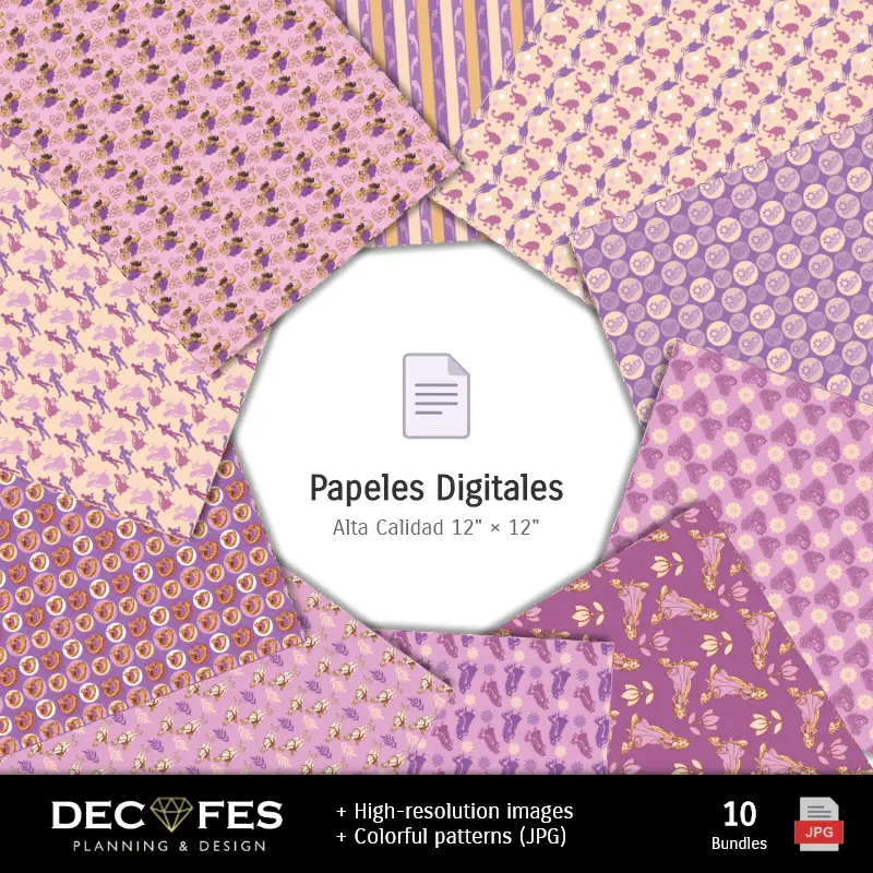 Collages | Rapunzel Digital Paper - Stampabile per Scrapbook e fai da te