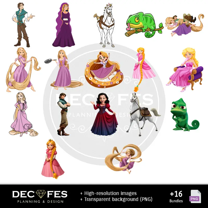 Rapunzel Digital Paper - Stampabile per Scrapbook e fai da te