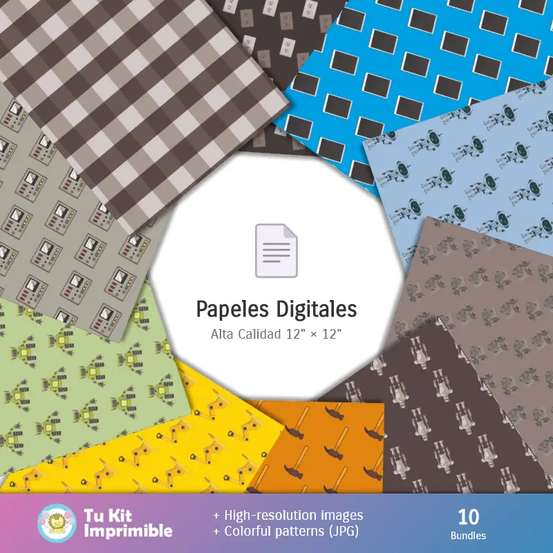 Collages | Robots Patterns et textures - Scrapbook et kits de soirée