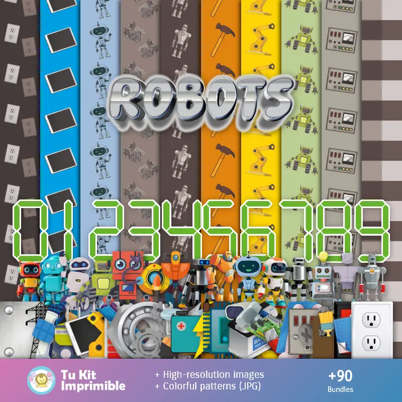 Robots Patterns et textures - Scrapbook et kits de soirée