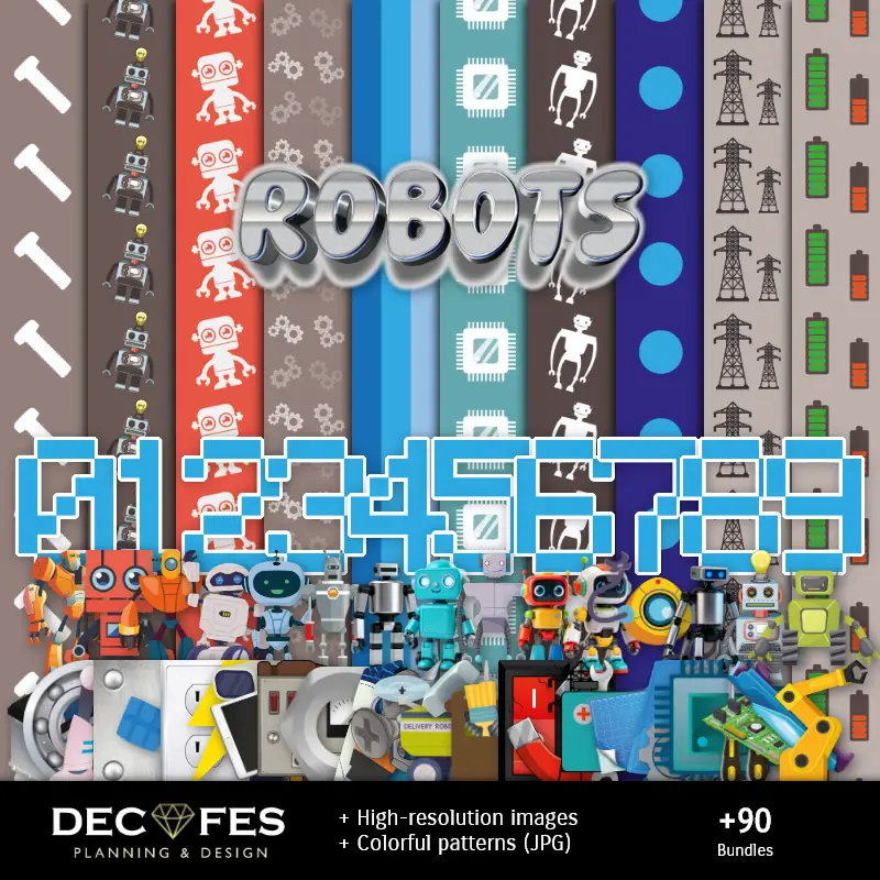 Robots Scrapbook - Conceptions imprimables pour les manuels