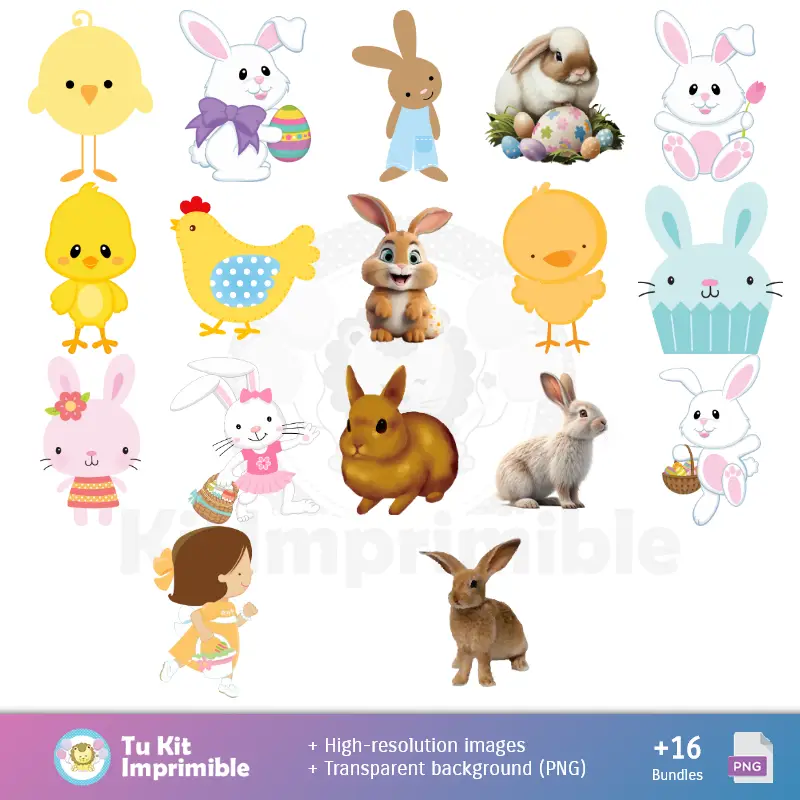 Números Temáticos | Padrões e Texturas Conejo de Páscoa - Kits de Scrapbook e Festas