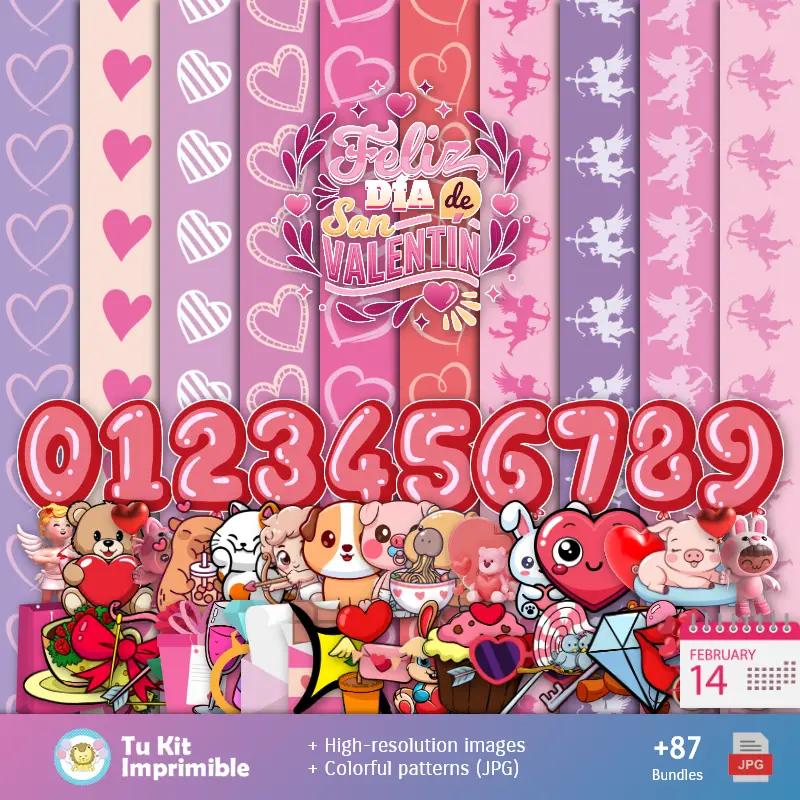 Patrões e Texturas São Valentim - Kits de Scrapbook e Festas