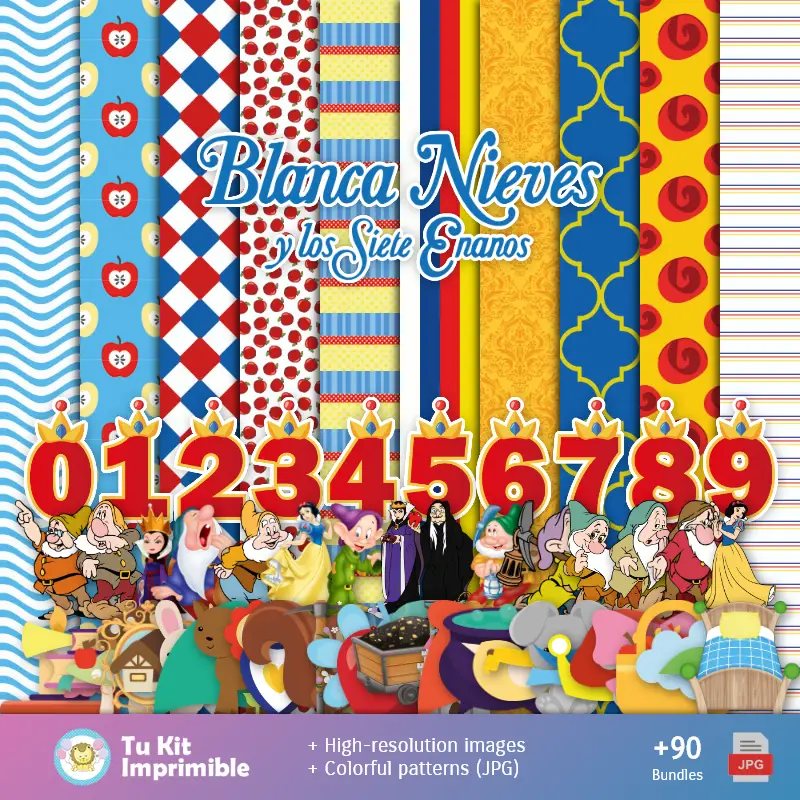 Biancaneve e le 7 carte da parati nane - Carte decorative digitali