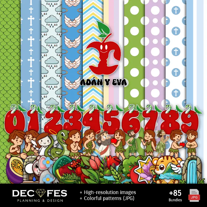 Scrapbook Adão e Eva - Designs Imprimíveis para Manualidades