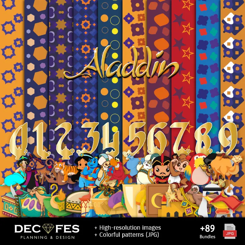 Patrones | Scrapbook Aladdín e Jasmine - Designs Imprimíveis para Manualidades