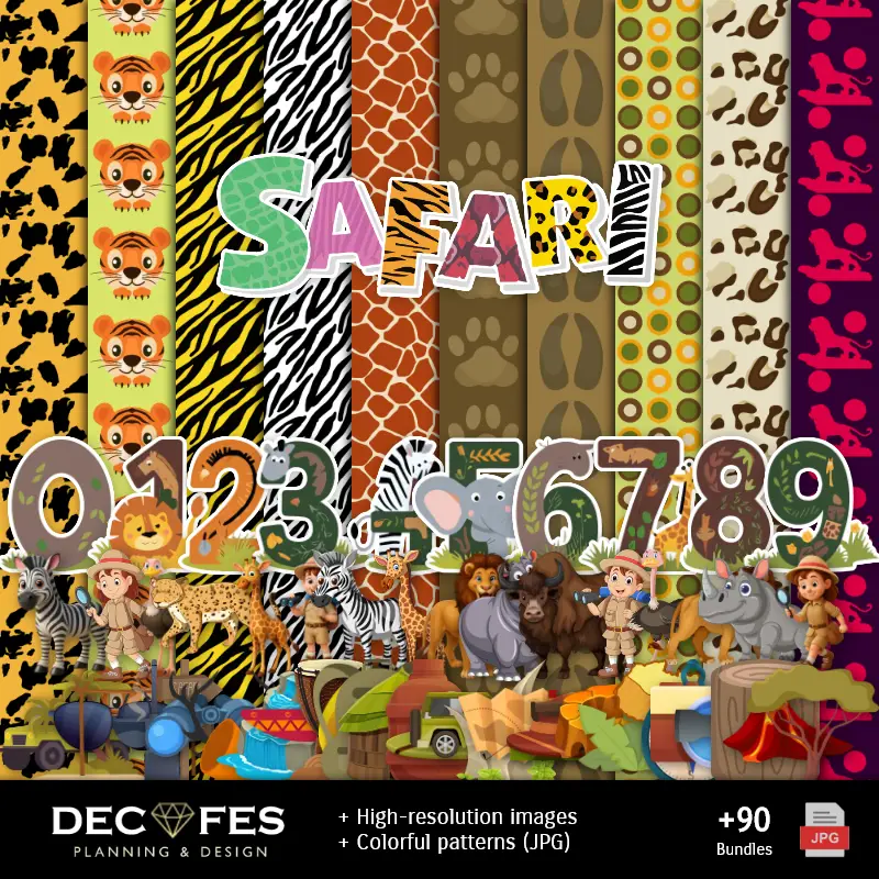 Personajes | Scrapbook Animal Print Safari - Conceptions imprimables pour les manuels