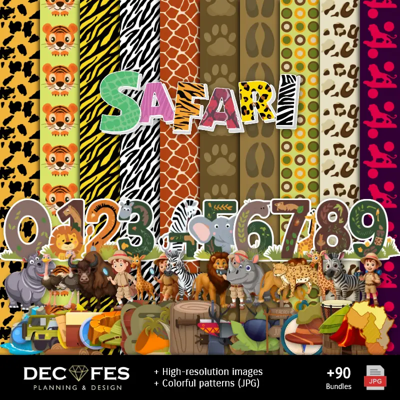 Scrapbook Animal Print Safari - Disegni stampabili per manualitÃ