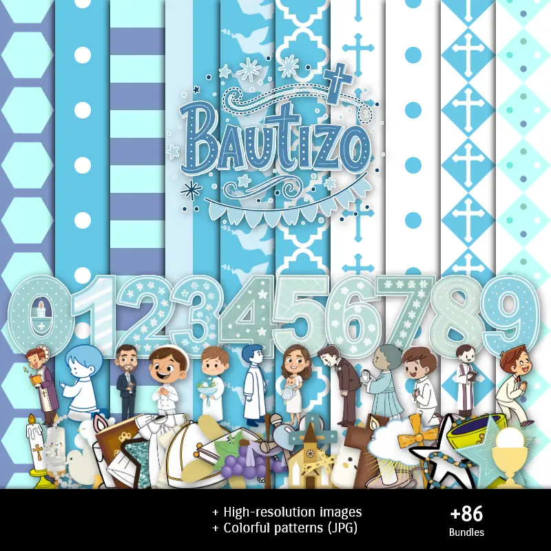 Números Temáticos | Scrapbook Baptiser enfant - Imprimables conceptions pour les manuels