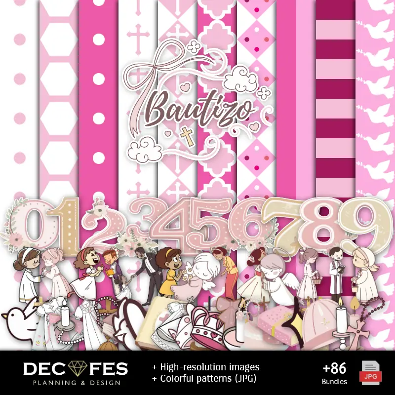 Fondos | Scrapbook Baptize Girl - Printable Designs for Manualities