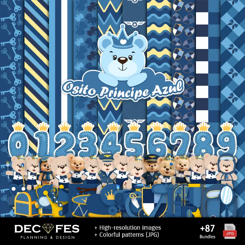 Scrapbook Blue Prince Bear - Disegni stampabili per manualitÃ