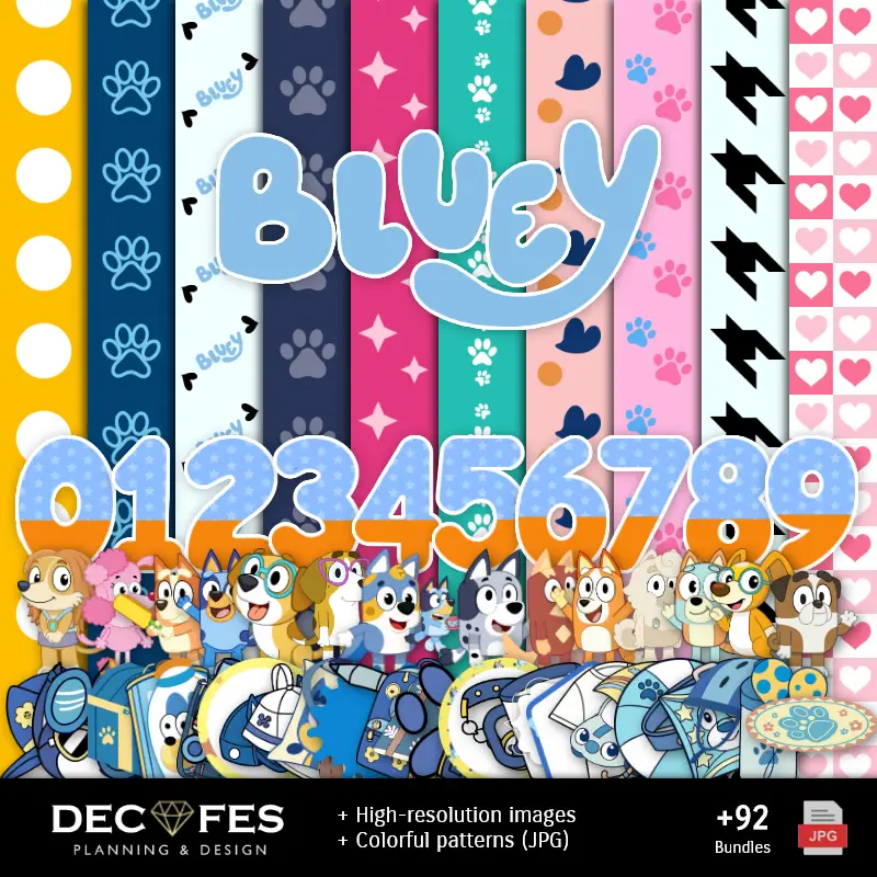 Scrapbook Bluey - Designs Imprimíveis para Manualidades