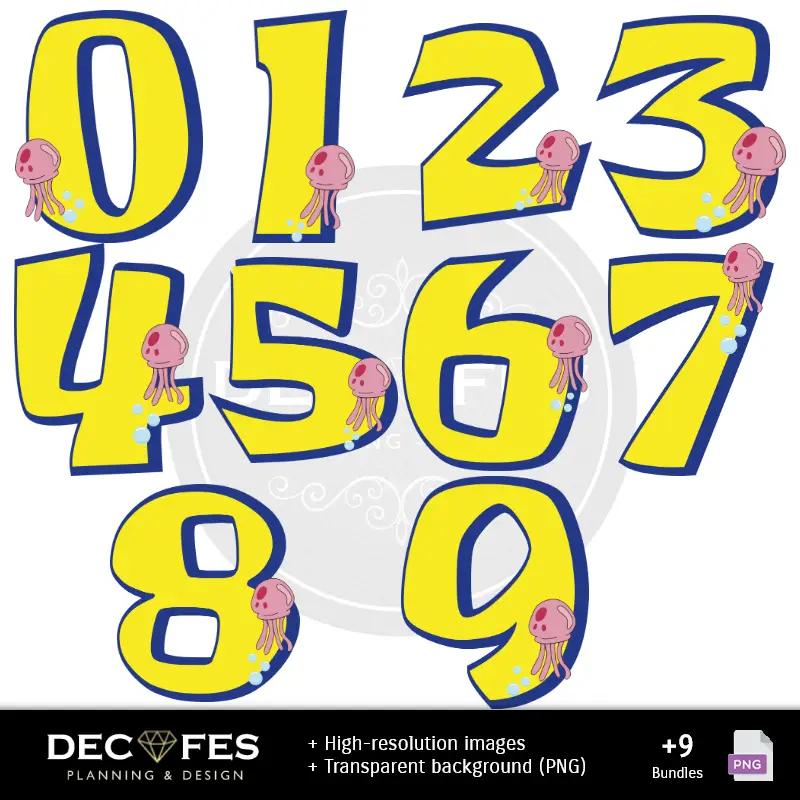 Números Temáticos | Scrapbook Bob Esponja - Diseños Imprimibles para Manualidades