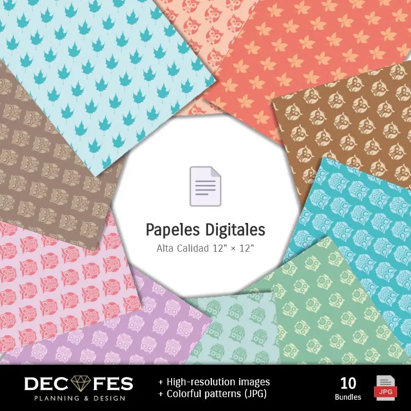 Collages | Scrapbook Búhos e Lechuzas - Designs Imprimíveis para Manualidades