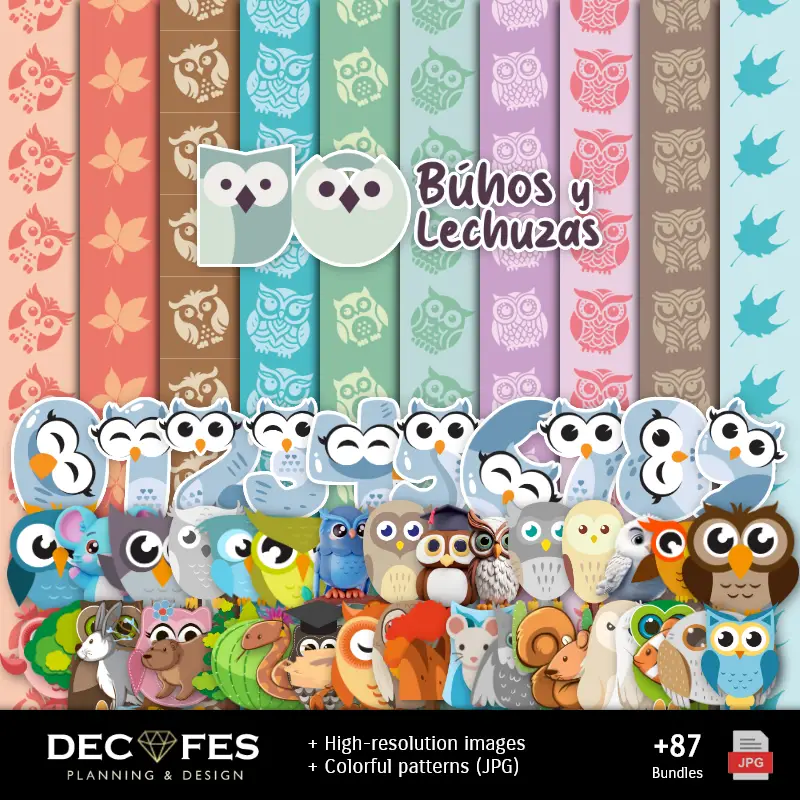 Fondos | Scrapbook Búhos y Lechuzas - Diseños Imprimibles para Manualidades