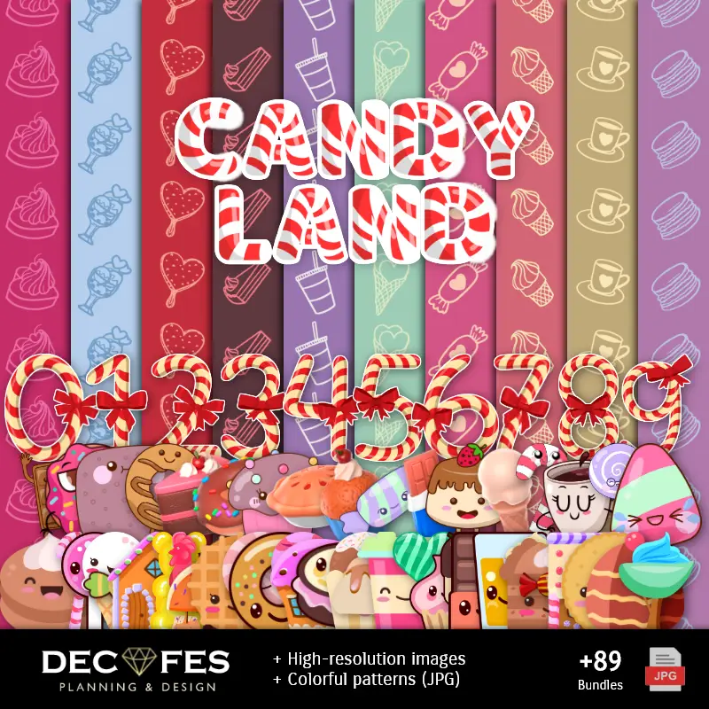 Números Temáticos | Scrapbook Candyland - Diseños Imprimibles para Manualidades