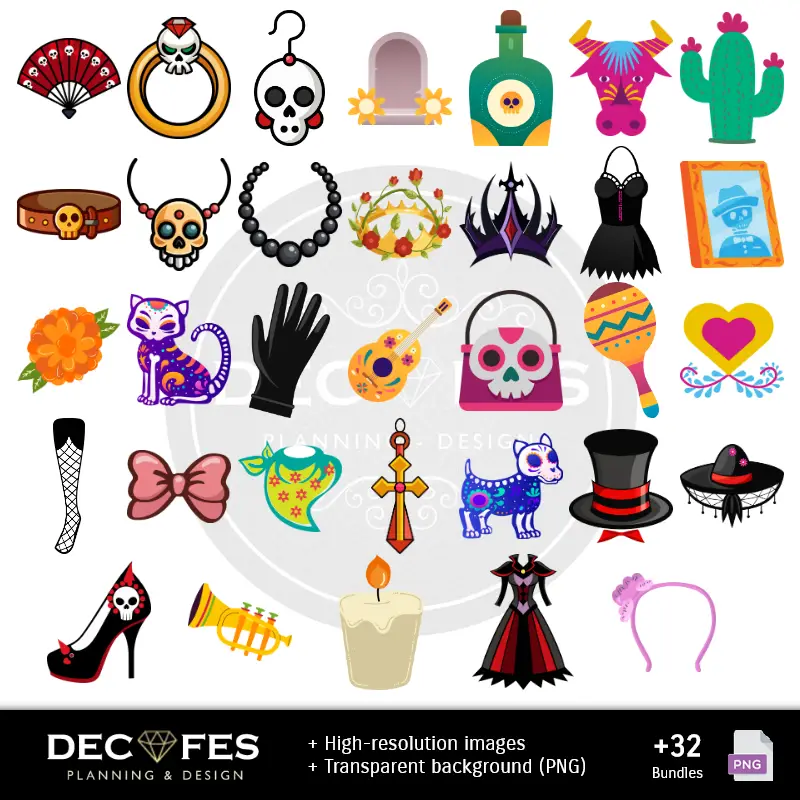 Accesorios | Scrapbook Catrinas Dia dos Mortos - Designs Imprimíveis para Manualidades