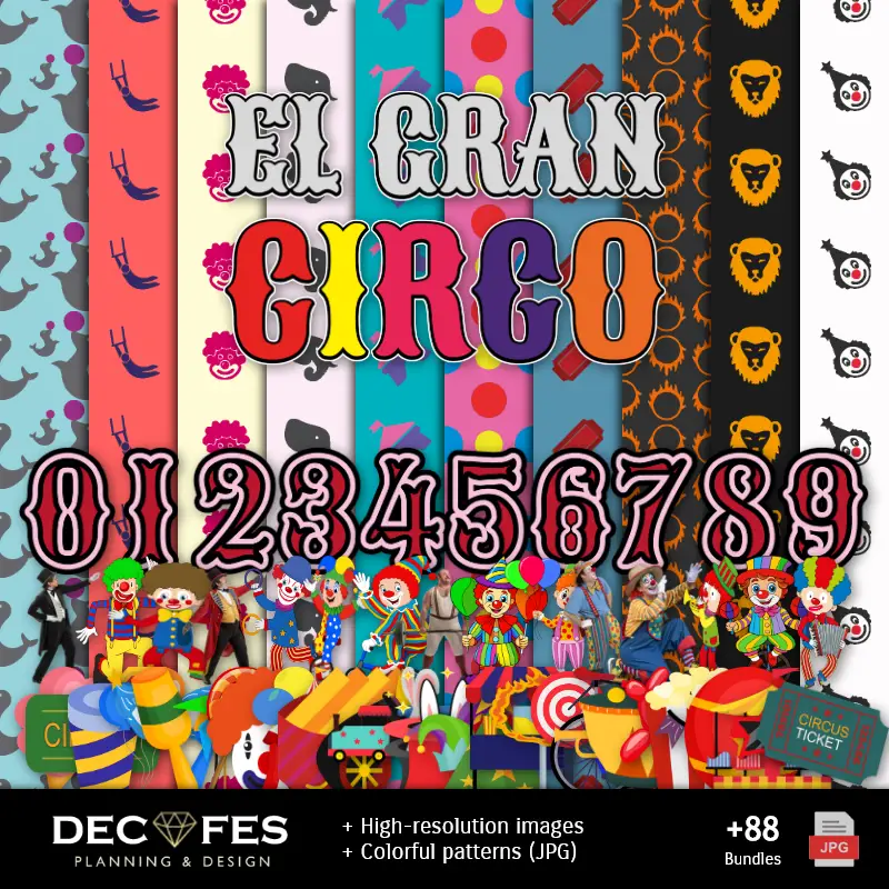 Scrapbook Circo Payasos - Designs Imprimíveis para Manualidades