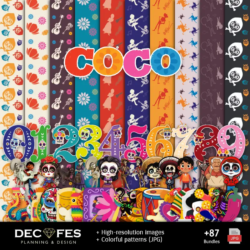 Scrapbook Coco - Designs Imprimíveis para Manualidades