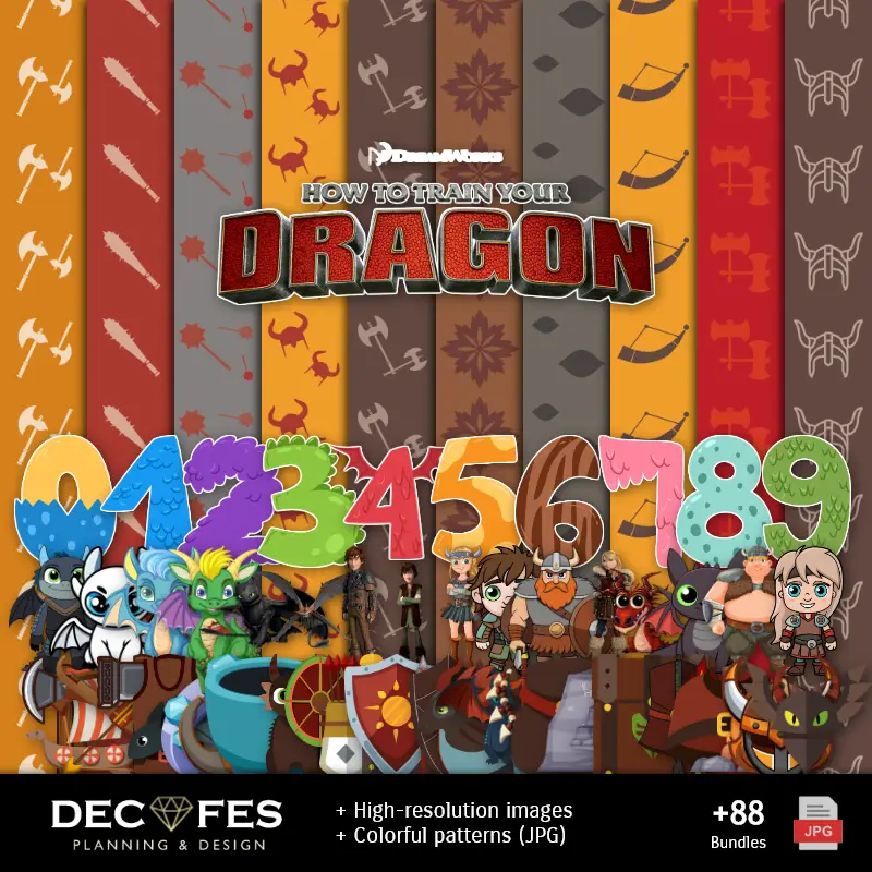 Scrapbook Cómo Entrenar a tu Dragón - Diseños Imprimibles para Manualidades