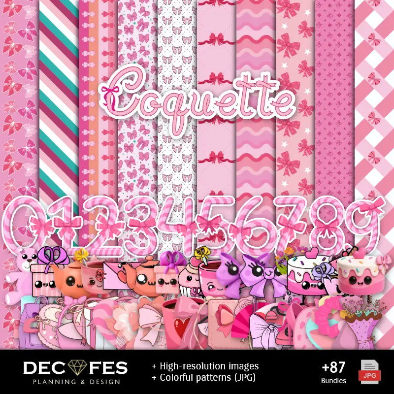 Scrapbook Coquette - Desenhos Imprimíveis para Manualidades