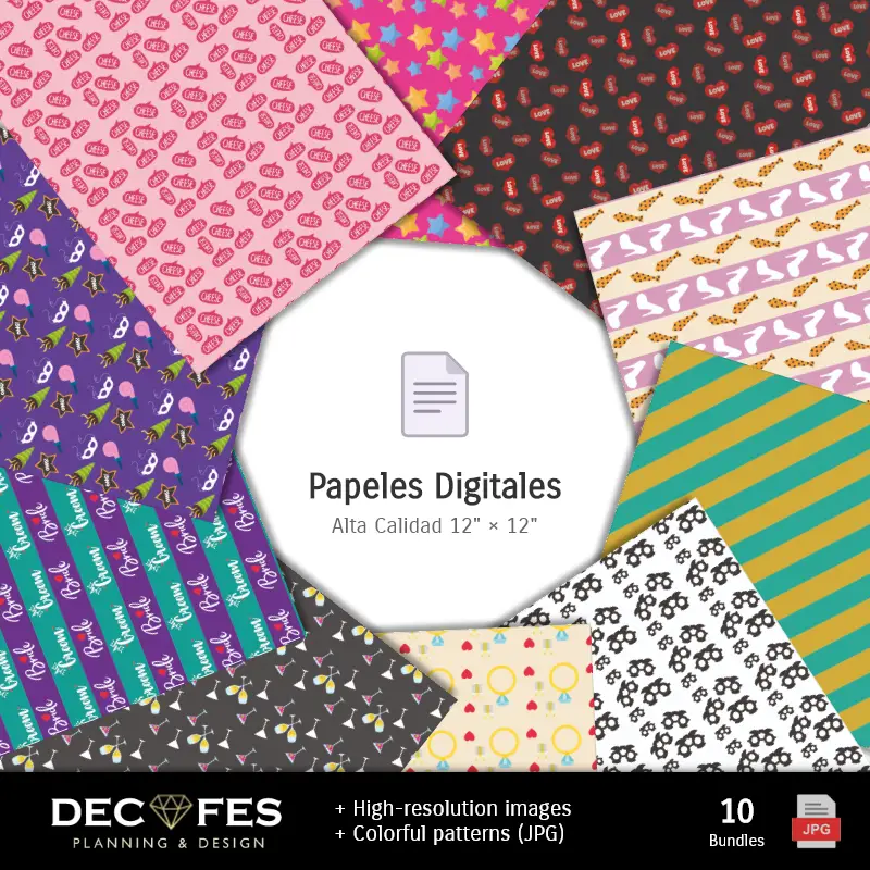 Collages | Scrapbook Despedida de Solteras y Solteros - Diseños Imprimibles para Manualidades