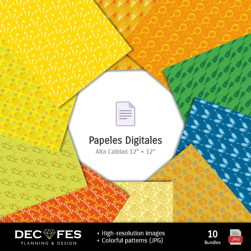 Collages | Scrapbook Ano Novo - Desenhos Imprimíveis para Manualidades