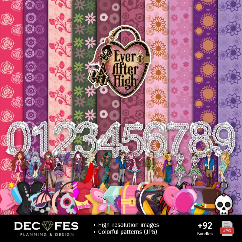 Números Temáticos | Scrapbook Ever After High - Designs Imprimíveis para Manualidades